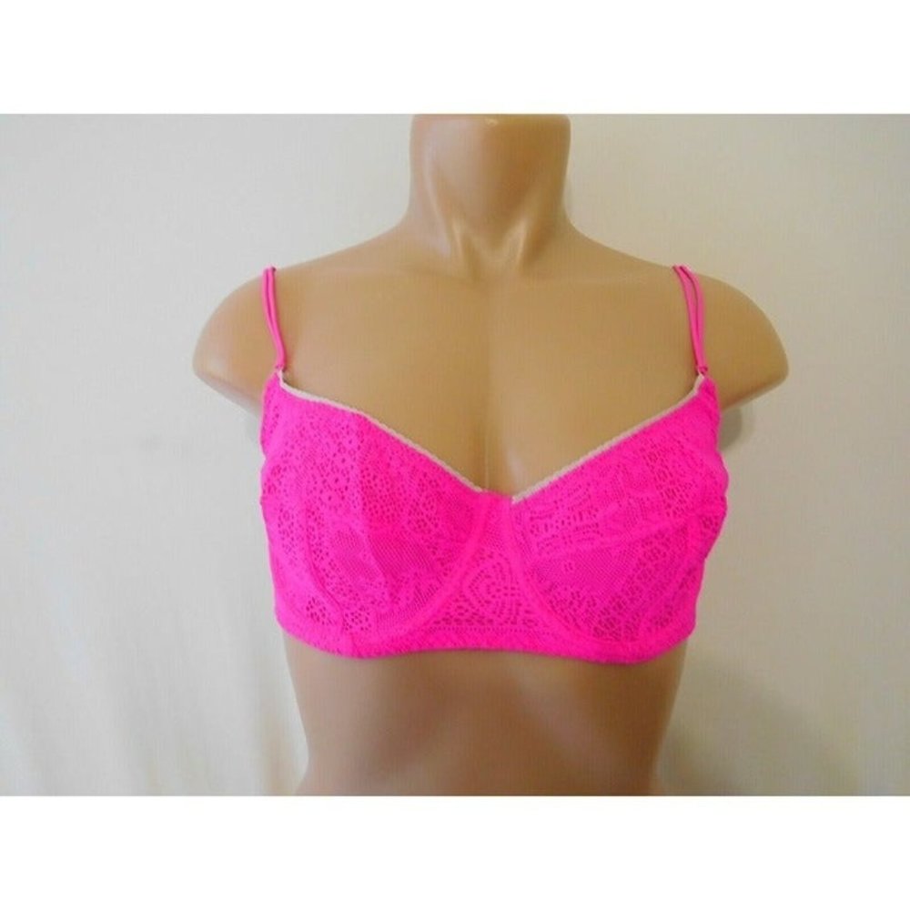 Free People 32C Bra Intimate HOT PINK Underwire Lace NEW Menwomenstyles